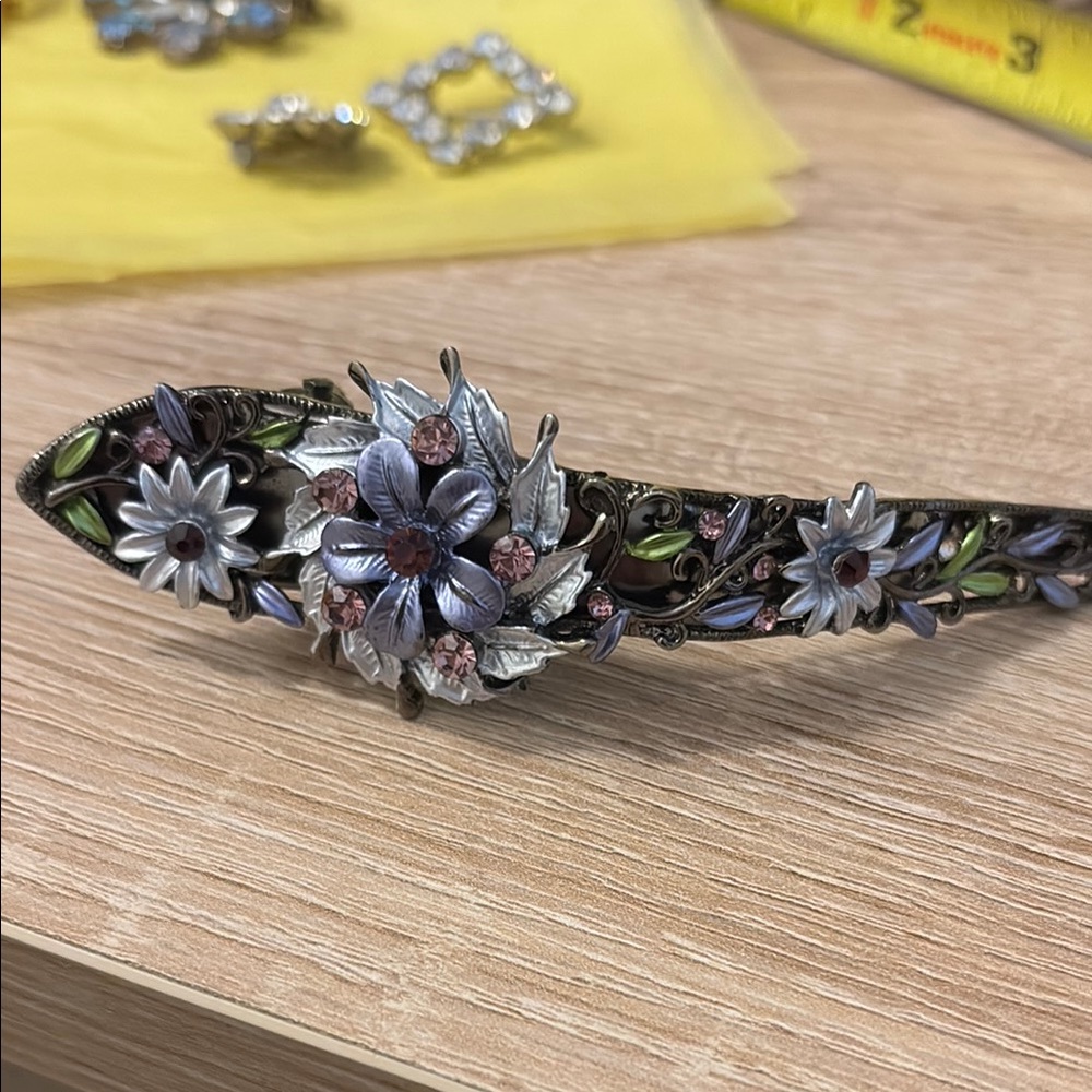 Vintage Purple and Silver Floral Hair Accessory